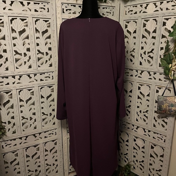 HARVE BENARD VINTAGE PERFECT PLUM PURPLE ZIP UP LONG SLEEVE PLUS MIDI DRESS - Picture 6 of 10
